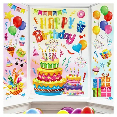 Produktbild von Fensteraufkleber Happy Birthday für Fensterdekoration