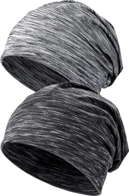 Produktbild von 2er Pack Beanie Mütze für Damen und Herren Gestreifte Slouch Uni Strickmütze für Frühling, Herbst und Winter