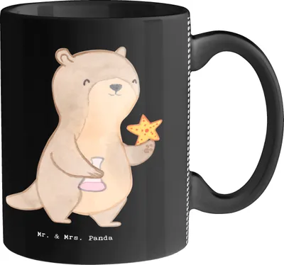 Produktbild von Mr. & Mrs. Panda Kaffeebecher Meeresbiologe Herz - Schwarz - Geschenk, cappuccinotasse, Pott, Meeresforscher, Kaffeetasse, Tasse, Studium, Trinkbecher