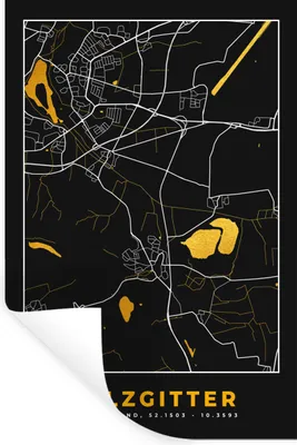 Produktbild von MuchoWow® Wandtattoo Wandsticker Wandaufkleber Salzgitter - Gold - Stadtplan - Karte - Deutschland 60x90 cm Selbstklebend und Repositionierbar - Sticker - Dekorfolie