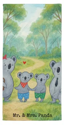 Produktbild von Mr. & Mrs. Panda Strandtuch Koala Familie zwei Design - Weiß - Geschenk, Reisehandtuch, Koalabär, Muttertag, Badehandtuch, Duschtuch, Großes, Handtuch