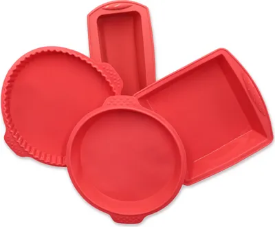 Produktbild von 4er Set Backform aus Silikon, rot