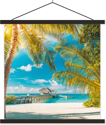 Produktbild von MuchoWow® Textilposter Tropisch - Strand - Palme 40x40 cm mit schwarzem Rahmen - Fotos