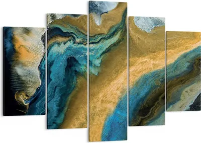Produktbild von Bild auf Leinwand - Leinwandbild - 5 Teile - Abstraktion verschüttet Gold - 150x100cm - Wand Bild - Wanddeko - Wandbilder - Leinwanddruck - Bilder - Wanddekoration - Leinwand bilder - EA150x100-4431