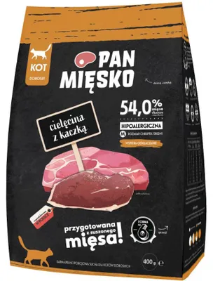 Zdjęcie produktu dla Sucha karma dla kota Pan Mięsko Cielęcina z kaczką M 400g