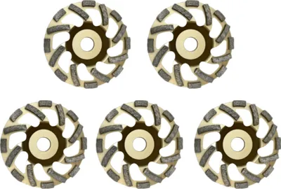 Produktbild von 5x Trade-Shop Diamant Schleifteller / Schleiftopf 125 x 22,23mm mit 16 Turbo-Segmenten kompatibel mit Einhell Hitachi Betonschleifer Winkelschleifer