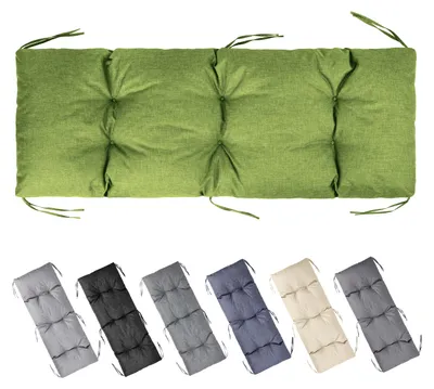 Produktbild von Garronda Bankauflage 140x50 cm ca. 10 cm dick Sitzkissen Outdoor für Gartenbank und Hollywoodschaukel Polster Auflage für Sitzbank wasserabweisend UV-beständig mit Bändern GD-0219 Grün