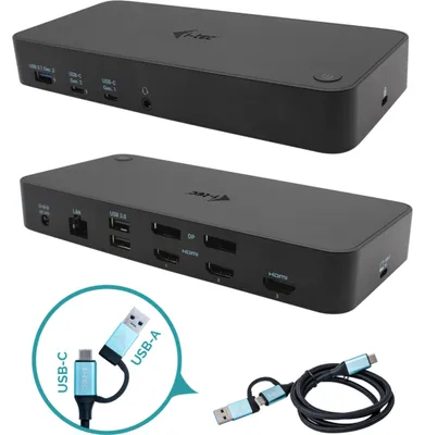 Produktbild von i-tec USB 3.0 / USB-C / Thunderbolt, 3x 4K Docking Station + Power Delivery 100W, Kabelgebunden, USB 3.2 Gen 1 (3.1 Gen 1) Type-C, 100 W, 3,5 mm, 10,100,1000 Mbit/s, Schwarz