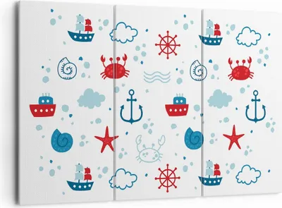 Produktbild von Bild auf Leinwand - Leinwandbild - Meer Boot Anker Schiff - 165x110cm - Wand Bild - Wanddeko - Leinwanddruck - Bilder - Kunstdruck - Wanddekoration - Leinwand bilder - Wandkunst - CE165x110-2889