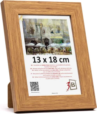 Image de Cadre photo en bois, couleur marron, dimensions 13x18 cm, avec protection en verre acrylique, idéal pour les portraits