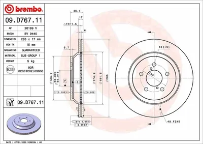 Obrázok produktu pre Brzdový kotúč BREMBO 09.D767.11