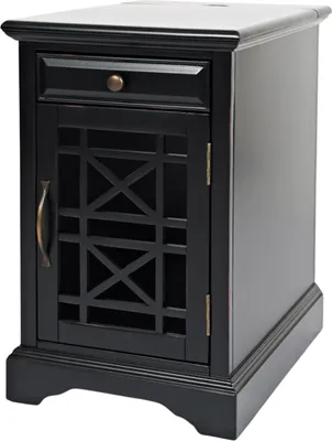 Produktbild von FURNLUX Nachttisch Avola Schwarz Und Gold 41cm / Hauptfarbe: Schwarz / Abmessungen: 41 x 64 x 56 cm