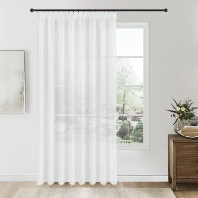 Vitrage 400x240 cm, weiß, Plisséband, halbtransparent, 1 Stück