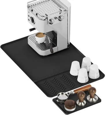2-in-1 Silikon Kaffeematte 60×40 cm Schwarz mit Tampmatte