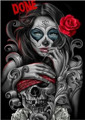 Produktbild von Girl and Skull DIY 5D Full Drill Diamond Painting Embroidery Cross Stitch Kit Rhinestone Mosaic Home Decor Crafts