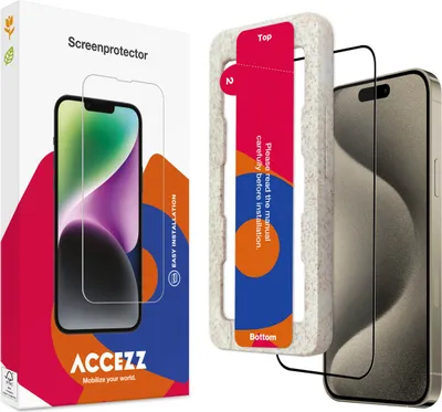 Produktbild von Accezz Vollflächige Schutzfolie aus gehärtetem Glas mit Applikator iPhone 15 Pro
