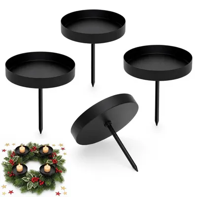 Obrázek produktu pro Držák na svíčky, pro svíčky typu "stumpen", kov, 4 kusy, černá barva, průměr 8 cm