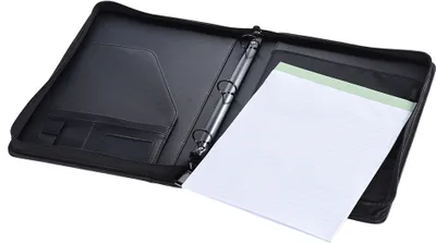 Zdjęcie produktu dla Wielofunkcyjny, profesjonalny portfel biznesowy Padfolio Teczka na dokumenty Organizer A4 Skórapoliuretan Zapinany na zamek błyskawiczny Pętla z uchwytem na wizytówki Podkładka na notatki
