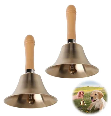 Messing Handglocke mit Holzgriff – Weihnachtsglocke, gold