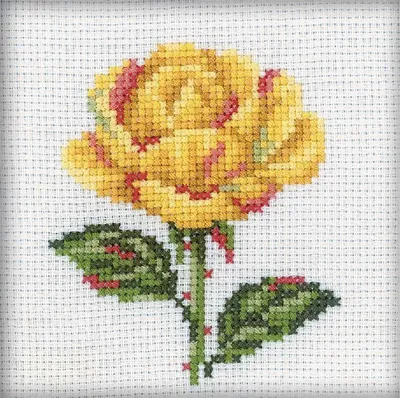Productafbeelding van RTO kruisstikset "Gouden Roos", model H169, telpatroon, 10x10 cm