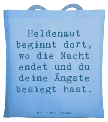 Produktbild von Mr. & Mrs. Panda Schultasche Spruch Ängste vor Monstern besiegen - Sky Blue - Geschenk, Vertrauem, Tasche, Monster, Trost, Laptoptasche, Lebenshilfe, Zuversicht, Beutel