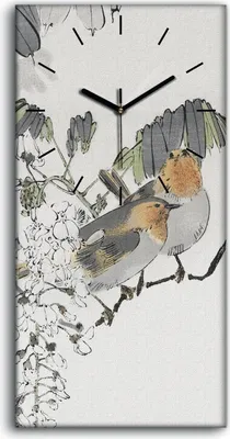 Produktbild von Dekor Leinwand Uhr Wandbilder 30x60 Malerei Asiatischer Zweig Tier Vogel - schwarze Hände