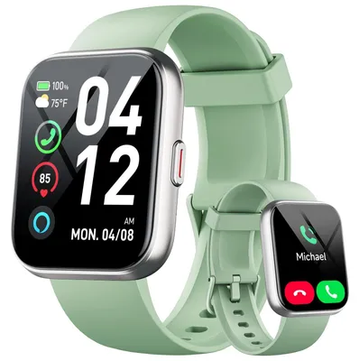 Zdjęcie produktu dla Inteligentny zegarek męski/damski, smartwatch z funkcją telefonu, tracker z WhatsApp, monitor tętna, monitor snu, bateria wystarczająca na 10 dni, wodoszczelność 3ATM, zegarek sportowy, kolor: zielony