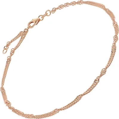 trendor 21233 Fußkette 925 Silber Rosé Vergoldet Singapur-Muster Breite 2,4 mm 1