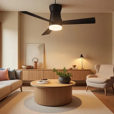 Produktbild von INONEFT 132 cm Deckenventilator mit Beleuchtung und Fernbedienung, 3 Blätter, Ultraleiser DC-Motor, 6 Geschwindigkeiten, dimmbare LED, Schwarz