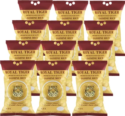 Produktbild von Royal Tiger Jasminreis Duftreis Premium Gold, 12x 5kg Beutel, Langkornreis