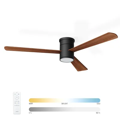 Produktbild von Noaton Deckenventilator mit Beleuchtung, Fernbedienung, Zoya, Dunkelbraun, 6 Geschwindigkeiten, Ø132 cm, Dimmbar LED, Timer, Sommer-Winterbetrieb