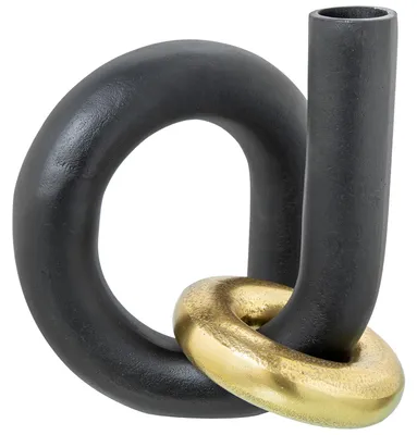 Tafelvaas Aluminium schwarz-gold 20x17x22 cm