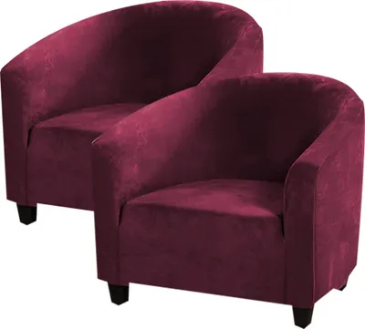 Produktbild von (2PCS Rot) Club Stuhl Schonbezug, High Stretch Samt Badewanne Stuhlhussen Sessel Sofabezug Schonbezug Möbelschutz Soft Couch Bezüge