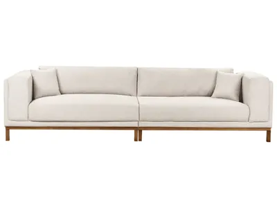 Zdjęcie produktu dla BELIANI Sofa 4-osobowa jasnobeżowa tapicerowana poliestrowa drewniane nóżki grubo wyścielana styl nowoczesny do salonu