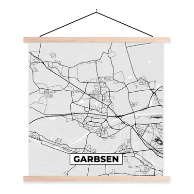Produktbild von MuchoWow® Textilposter Karte - Deutschland - Garbsen - Stadtplan 60x60 cm mit holzfarbenen Rahmen - Wanddekoration