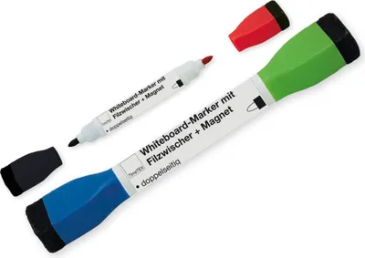 Produktbild von TimeTEX Whiteboard-Marker Doppelspitze mit Filzwischer + Magnet