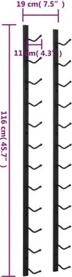 vidaXL Wand-Weinregal für 12 Flaschen Schwarz Eisen