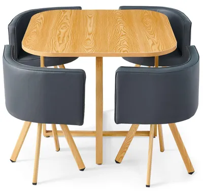Image de MENZZO Table et chaises scandinaves Oslo Gris et Chêne