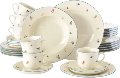 Image de Seltmann Weiden Marieluise Service combiné, 30 pièces, A, Set de vaisselle, Service combiné, Vaisselle, Porcelaine, Streublume, 001.763364
