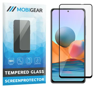 Produktbild von Mobigear Premium Displayschutzfolie für Xiaomi Redmi Note 10 Pro, gehärtetes Glas, Panzerglasfolie - Kompatibel mit Hüllen - Schwarz