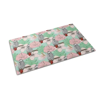 Produktbild von Fußmatte für die Tür – Unterlage zur Aufnahme von Schmutz – Rutschfeste Fußmatte für Innen- und Außenbereich – 60x40 cm – Motiv: Vögel, Papageien, Blumen