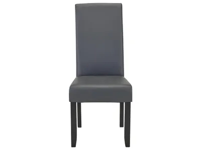 Produktbild von 2er Set ROVIGO Stühle - Graues mattes Ökoleder - Schwarze Holzbeine