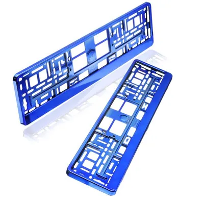 Produktbild von baytronic Kennzeichenhalter blau chrom 2er Set