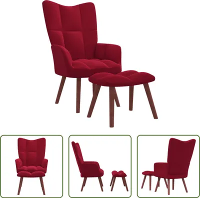 Produktbild von The Living Store Relaxsessel mit Hocker Weinrot Samt