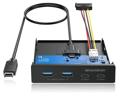 Image de GrauGear G-MP02 GRAUGEAR Multi Frontblende 4-Fach USB-HUB, 2x USB-C,2x USB-A retail