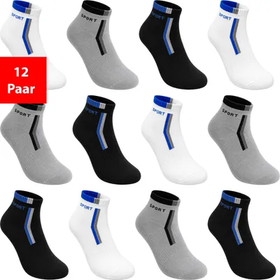Produktbild von Sneakersocken 12 Paar Kurzsocken Sneaker Socken Herren & Damen Kurz Baumwolle Sport - 39-42, 12 Paar