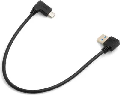 Produktbild von SYSTEM-S USB Typ A 3.0 links gewinkelt zu USB Typ C 3.1 gewinkelt 28 cm Stecker vergoldet
