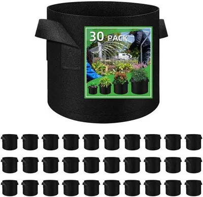 Imagen del producto de Uniqoos®: Juego de 30 macetas de tela para plantas – transpirables, reutilizables, con asas reforzadas, ideales para tomates, patatas, verduras y flores