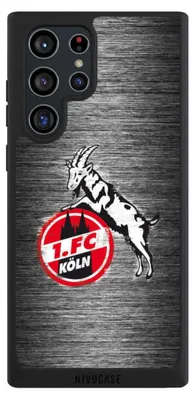 Produktbild von NIVOCASE Handyhülle für Samsung Galaxy S22 Ultra  Hülle NIVOpure Case Schwarz 1. FC Köln Metallic Look Offizielles Lizenzprodukt