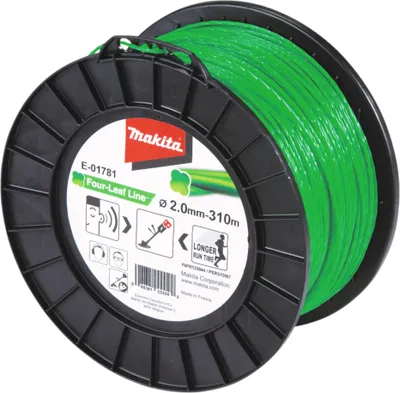 Obrázok produktu pre Makita Mähfaden Four-Leaf, Bürstenschneider-Linie, Grün, 310 m, 1 Stück(e)